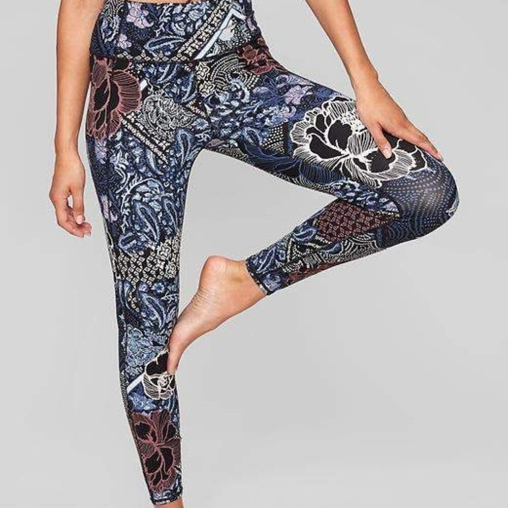 Athleta Blue Floral Leggings